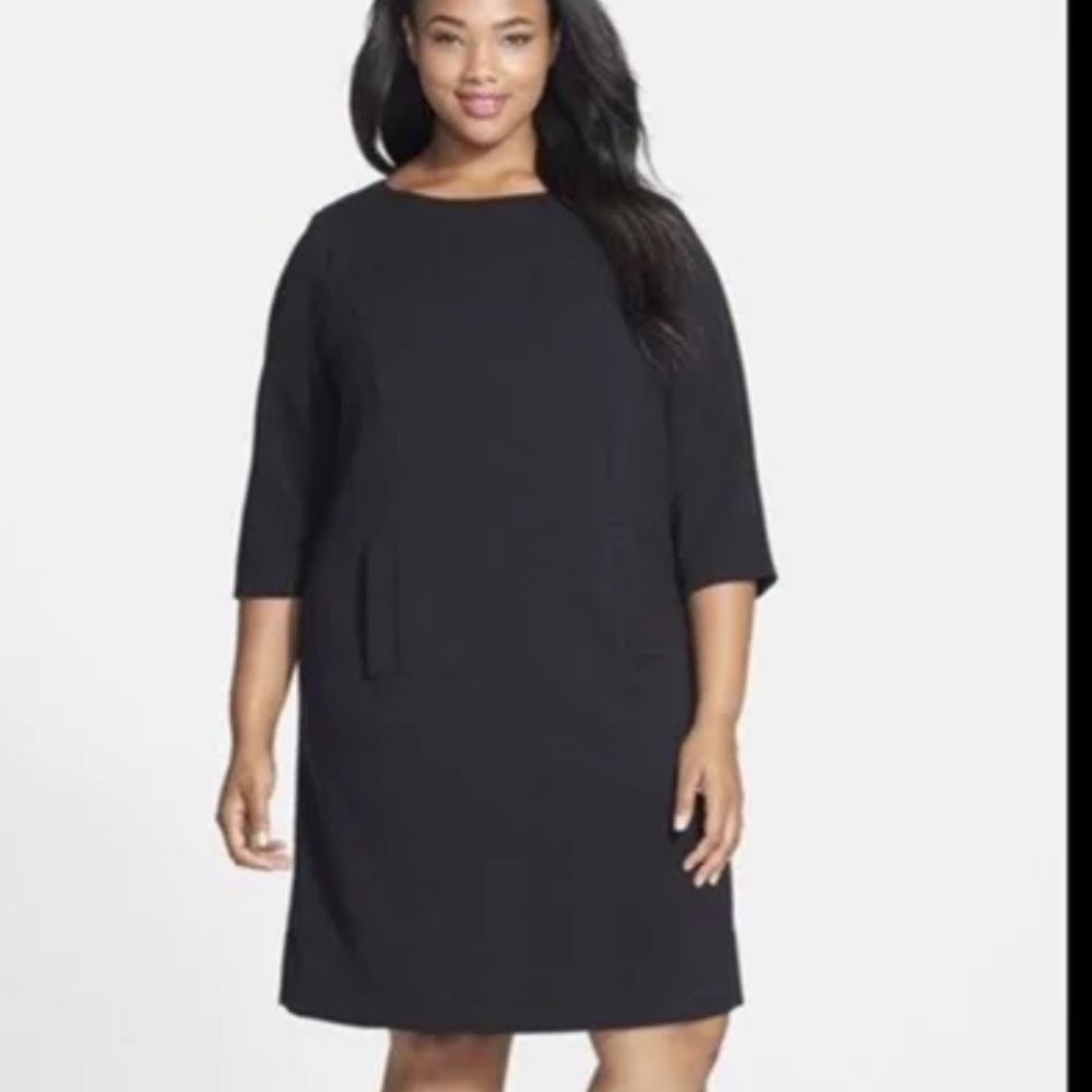 Eliza J Women’s Black Sheath Dress 3/4 Sleeve Plus Size 14